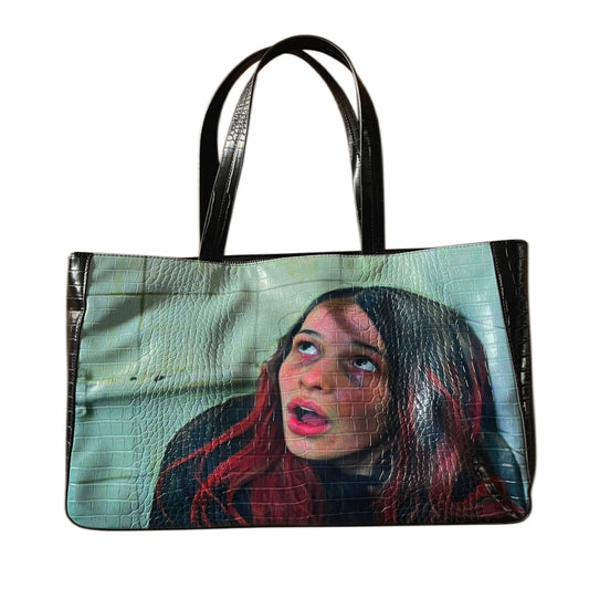 "terrified" leather tote bag (1-1)